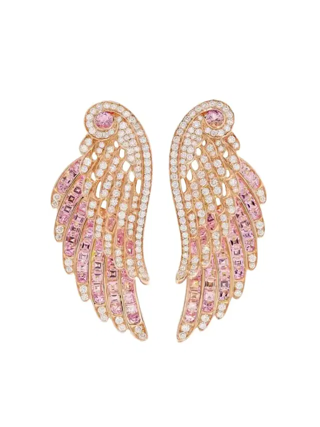 Garrard Wings Embrace 18-karat Rose Gold, Sapphire And Diamond Earrings