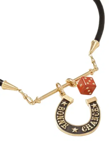 Marie Lichtenberg Lasso, Jasper Dado And Bonne Chance Jumbo 18-karat Gold, Ebony And Diamond Leather Necklace | Thumbnail 1 Marie Lichtenberg Lasso, Jasper Dado And Bonne Chance Jumbo 18-karat Gold, Ebony And Diamond Leather Necklace | Thumbnail 1