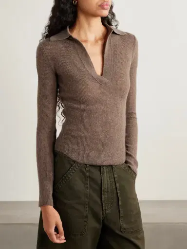 Citizens of Humanity Simone Ribbed Wool And Cashmere-blend Polo Sweater | Thumbnail 3