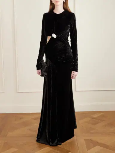 Rabanne Embellished Cutout Velvet Maxi Dress | Thumbnail 2 Rabanne Embellished Cutout Velvet Maxi Dress | Thumbnail 2