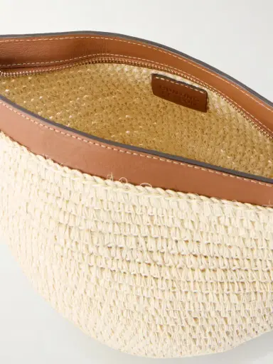 Hunting Season Leather-trimmed Raffia Clutch | Thumbnail 6