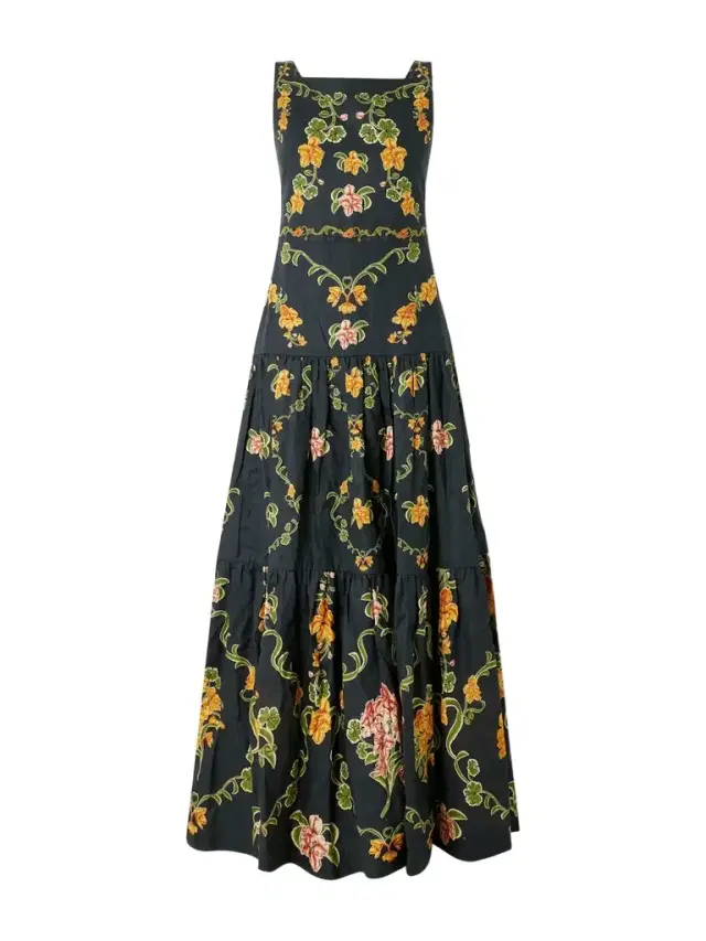 Agua by Agua Bendita Abeja Floral-print Linen Maxi Dress