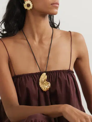 YSSO The Birth Of Venus Gold-plated And Cord Necklace | Thumbnail 2