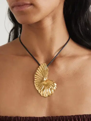 YSSO The Birth Of Venus Gold-plated And Cord Necklace | Thumbnail 5