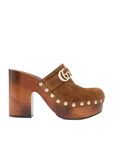 Gucci Logo-debossed Suede Clogs | Thumbnail 1 Gucci Logo-debossed Suede Clogs | Thumbnail 1