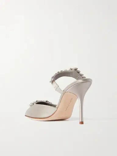 Manolo Blahnik Lurum 90 Crystal-embellished Satin Mules | Thumbnail 3