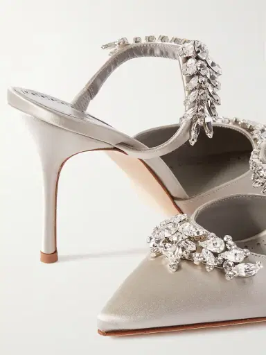 Manolo Blahnik Lurum 90 Crystal-embellished Satin Mules | Thumbnail 4