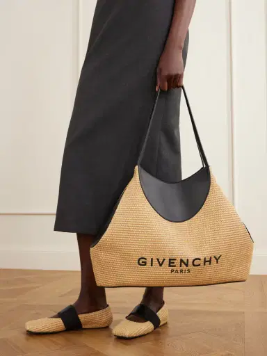 Givenchy Facet Embroidered Leather-trimmed Raffia Tote | Thumbnail 2