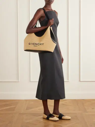 Givenchy Facet Embroidered Leather-trimmed Raffia Tote | Thumbnail 3