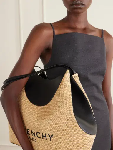 Givenchy Facet Embroidered Leather-trimmed Raffia Tote | Thumbnail 5