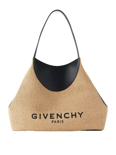Givenchy Facet Embroidered Leather-trimmed Raffia Tote | Thumbnail 1
