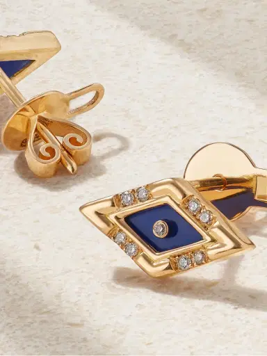 L’Atelier Nawbar Mini Eye 18-karat Gold, Lapis Lazuli And Diamond Earrings | Thumbnail 3