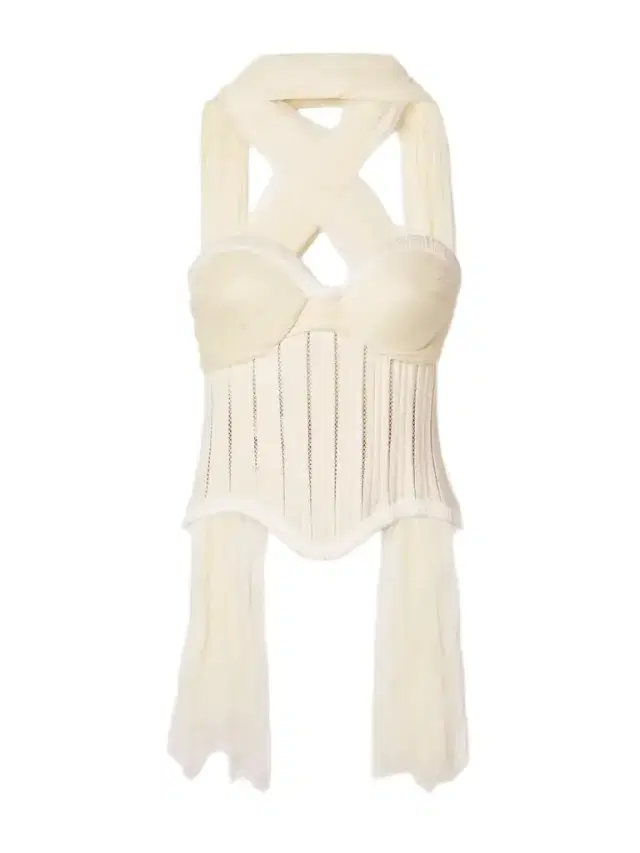 Danielle Frankel Anika Strapless Cotton-blend Twill, Tulle And Plissé-satin Bustier Top