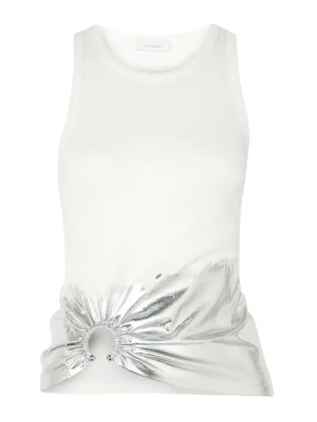 Embellished Metallic Ribbed Stretch-cotton Jersey Tank