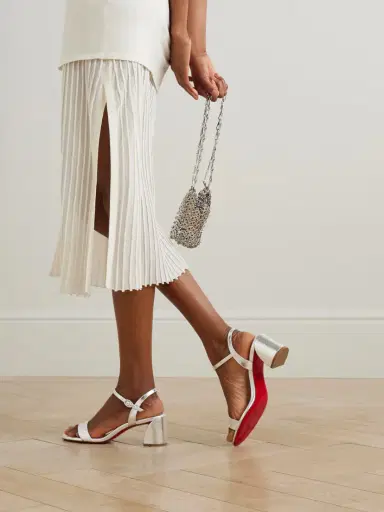 Christian Louboutin Miss Jane 55 Metallic Textured-leather Sandals | Thumbnail 2