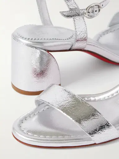 Christian Louboutin Miss Jane 55 Metallic Textured-leather Sandals | Thumbnail 4