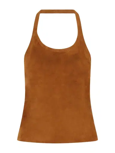 STOULS Cherry Open-back Suede Halterneck Tank | Thumbnail 1 STOULS Cherry Open-back Suede Halterneck Tank | Thumbnail 1