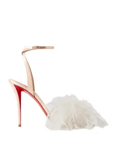 Christian Louboutin Miss Z Poupi 100 Feather-embellished Satin Sandals | Thumbnail 1