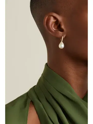Mizuki 14-karat Gold, Pearl And Diamond Hoop Earrings | Thumbnail 2 Mizuki 14-karat Gold, Pearl And Diamond Hoop Earrings | Thumbnail 2