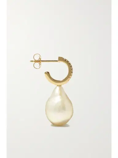 Mizuki 14-karat Gold, Pearl And Diamond Hoop Earrings | Thumbnail 3 Mizuki 14-karat Gold, Pearl And Diamond Hoop Earrings | Thumbnail 3