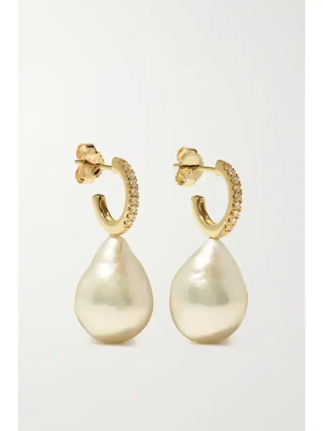 Mizuki 14-karat Gold, Pearl And Diamond Hoop Earrings