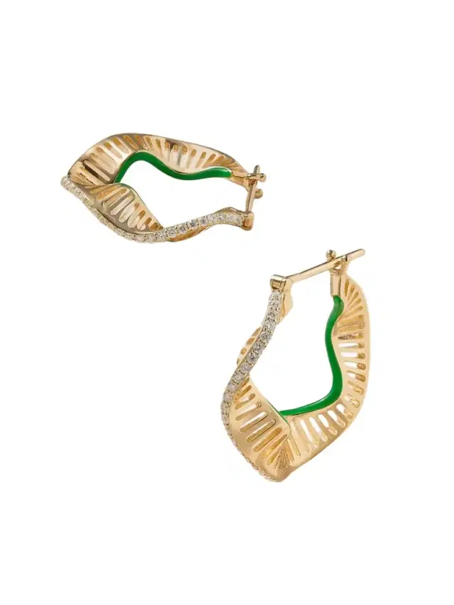 Twisted Waves 18-karat Gold, Enamel And Diamond Hoop Earrings