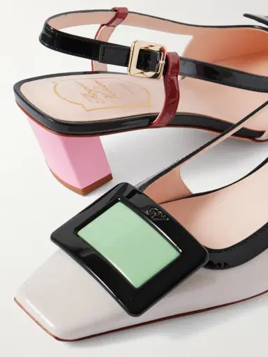 Roger Vivier Belle Vivier 45 Color-block Patent-leather Slingback Pumps | Thumbnail 4