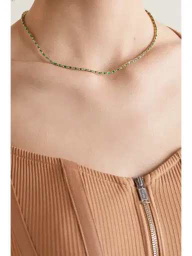 Suzanne Kalan 18-karat Gold Emerald Tennis Necklace | Thumbnail 2 Suzanne Kalan 18-karat Gold Emerald Tennis Necklace | Thumbnail 2