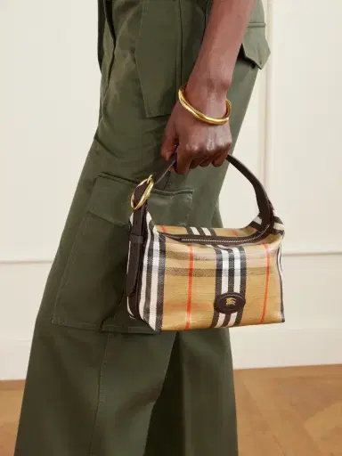 Burberry Leather-trimmed Checked Coated-canvas Top Handle Bag | Thumbnail 2 Burberry Leather-trimmed Checked Coated-canvas Top Handle Bag | Thumbnail 2