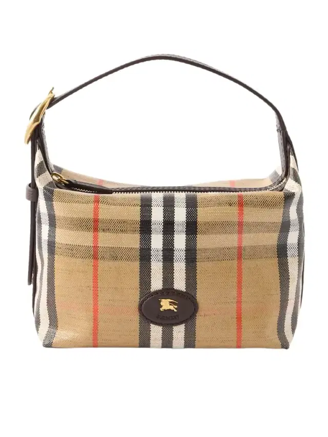 Leather-trimmed Checked Coated-canvas Top Handle Bag