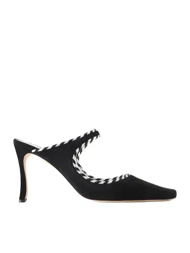 Manolo Blahnik Pura 90 Suede Mules | Thumbnail 1 Manolo Blahnik Pura 90 Suede Mules | Thumbnail 1