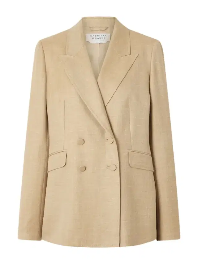 Angela Double-breasted Wool, Silk And Linen-blend Blazer
