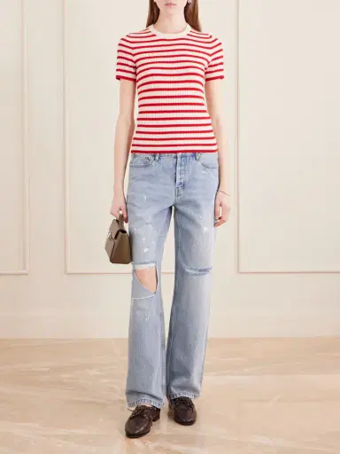 Nili Lotan Alita Striped Cashmere T-shirt | Thumbnail 2 Nili Lotan Alita Striped Cashmere T-shirt | Thumbnail 2