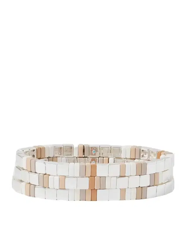 Roxanne Assoulin The Quiet Time Set Of Three Silver-tone Enamel Bracelets