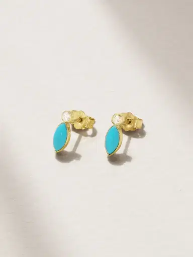 Jennifer Meyer 18-karat Gold, Turquoise And Diamond Earrings | Thumbnail 1