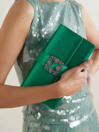 Manolo Blahnik Capri Crystal-embellished Satin Clutch | Thumbnail 2