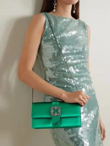 Manolo Blahnik Capri Crystal-embellished Satin Clutch | Thumbnail 6