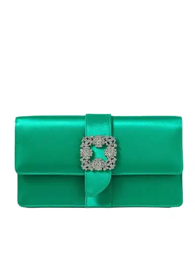 Manolo Blahnik Capri Crystal-embellished Satin Clutch | Thumbnail 1