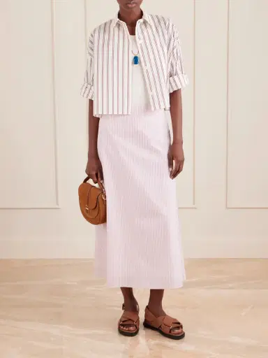 TWP A-line Striped Cotton Midi Skirt | Thumbnail 2