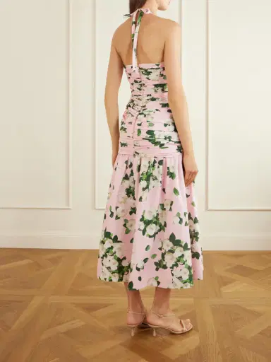 Carolina Herrera Floral-print Ruched Cotton-blend Midi Dress | Thumbnail 3 Carolina Herrera Floral-print Ruched Cotton-blend Midi Dress | Thumbnail 3