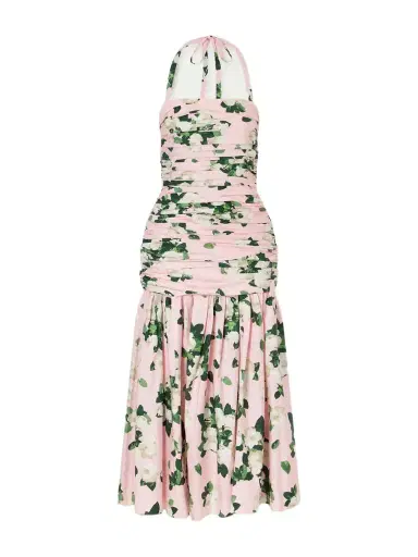 Carolina Herrera Floral-print Ruched Cotton-blend Midi Dress | Thumbnail 1 Carolina Herrera Floral-print Ruched Cotton-blend Midi Dress | Thumbnail 1