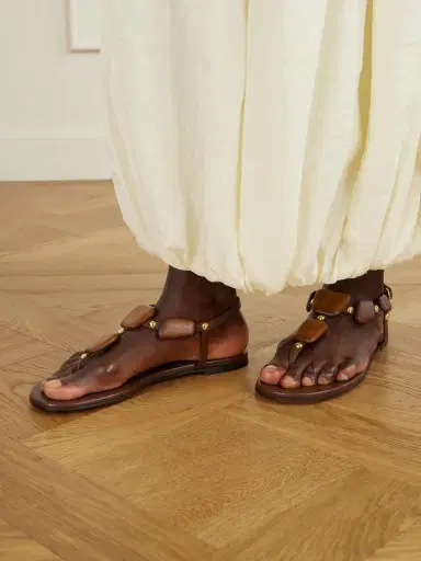 Gianvito Rossi Munduk Embellished Leather Flat Sandals | Thumbnail 2 Gianvito Rossi Munduk Embellished Leather Flat Sandals | Thumbnail 2