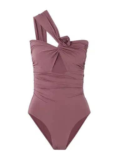Maygel Coronel Rodríguez One-shoulder Appliquéd Ruched Cutout Swimsuit | Thumbnail 1 Maygel Coronel Rodríguez One-shoulder Appliquéd Ruched Cutout Swimsuit | Thumbnail 1