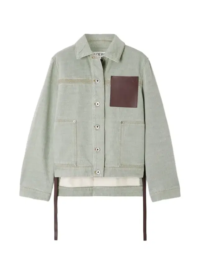 Leather-trimmed Denim Jacket