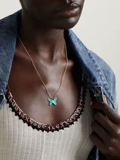 Sydney Evan Butterfly 14-karat Gold, Enamel And Diamond Necklace | Thumbnail 2 Sydney Evan Butterfly 14-karat Gold, Enamel And Diamond Necklace | Thumbnail 2