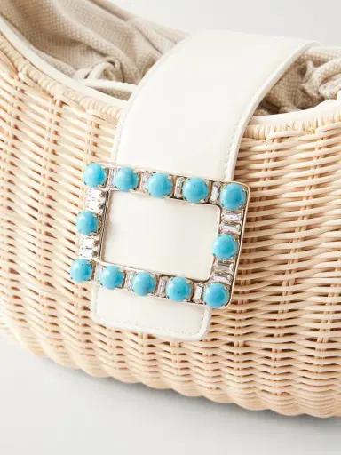 Roger Vivier Embellished Leather-trimmed Raffia Shoulder Bag | Thumbnail 5 Roger Vivier Embellished Leather-trimmed Raffia Shoulder Bag | Thumbnail 5