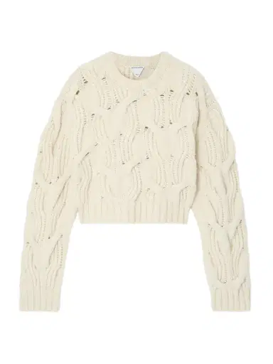 Bottega Veneta Cropped Cable-knit Wool Sweater | Thumbnail 1 Bottega Veneta Cropped Cable-knit Wool Sweater | Thumbnail 1