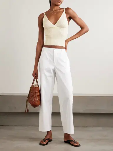 Deiji Studios Cross Panel Cropped Ribbed Linen Top | Thumbnail 2 Deiji Studios Cross Panel Cropped Ribbed Linen Top | Thumbnail 2