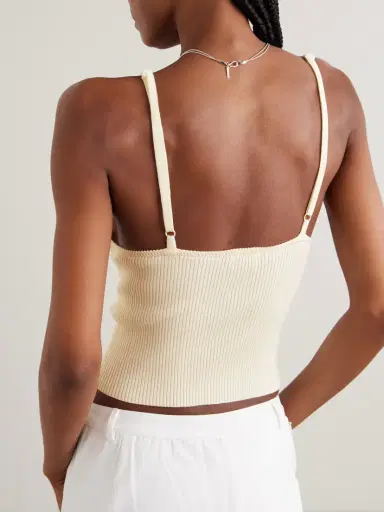 Deiji Studios Cross Panel Cropped Ribbed Linen Top | Thumbnail 3 Deiji Studios Cross Panel Cropped Ribbed Linen Top | Thumbnail 3