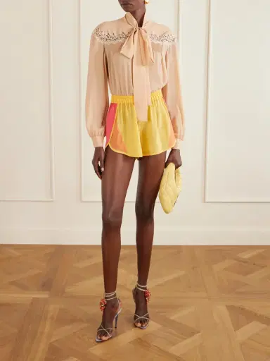 Saint Laurent Color-block Satin Shorts | Thumbnail 2
